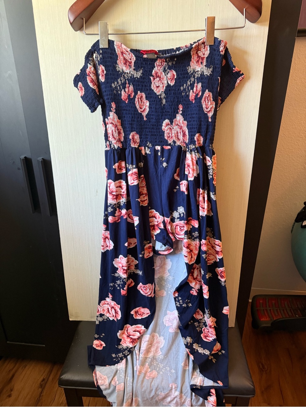 Women’s Navy Floral High-Low Dress with shorts